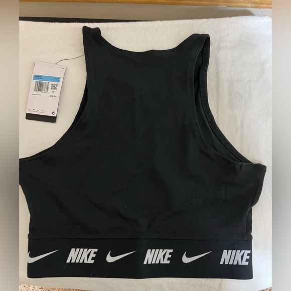 Nike women’s sports bra black w/white lettering on elastic and black swoosh NWT - Picture 2 of 6
